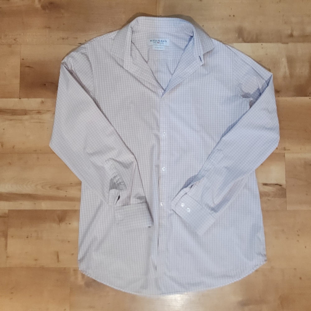 Mizzen+Main Light Red Checkered Dress Shirt XXL Trim Fit Last Call